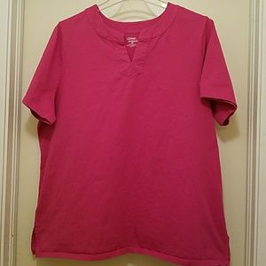 Slit neck t-shirt blouse